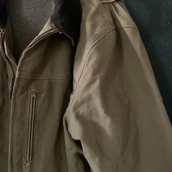 Carhartt Canvas Jacket Mens Brown Heavy Sherpa Lined USA Sz 2X EUC